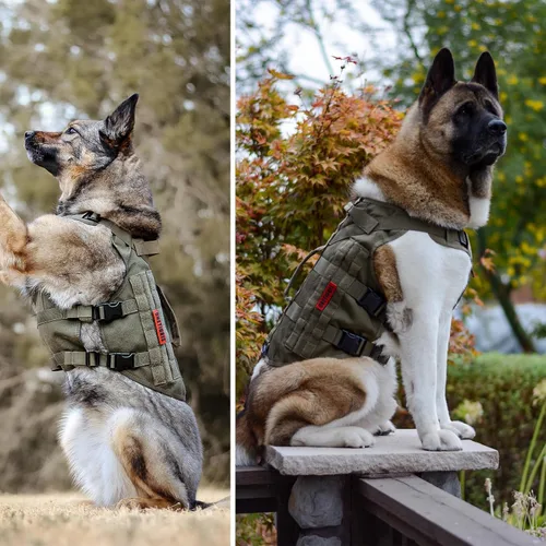 Miniatura 8 de OneTigris Arnés táctico para perros pequeños, diseño de malla, chaleco transpirable para perros militares, chalecos Molle con asas, arnés