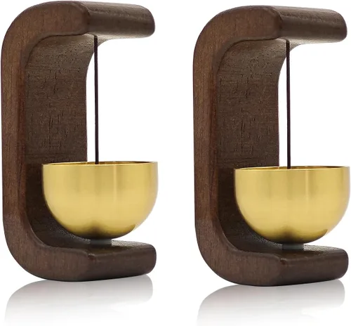 Miniatura 8 de Timbre de puerta magnético de 2 unidades - Campanas de viento de madera para apertura de puerta, alerta de entrada adhesiva inalámbrica con timbre