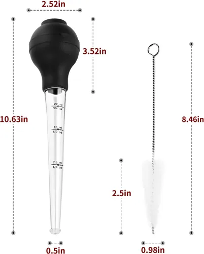 Miniatura 7 de DIMESHY Baster de Pavo de Grado Alimentario para Cocinar y Untar, Bombilla Redonda Desmontable, Baster para Cocinar Bueno para Carne de Aves de Negro