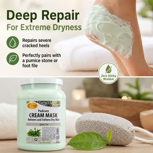 Miniatura 3 de SPA REDI Máscara de pedicura de té verde – Máscara de pie de ácido hialurónico y extracto de consuelda para talones agrietados y piel seca Sin