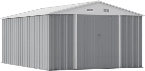 Miniatura 19 de Greesum Cobertizo de almacenamiento para exteriores de 3 x 3 pies, cobertizo de metal con cerradura para patio trasero, piscina, patio y Negro