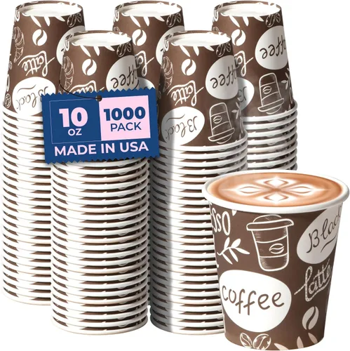 Miniatura 8 de Fit Meal Prep Tazas de café de 8 onzas, 500 unidades, taza caliente a prueba de fugas, taza de café de papel desechable a granel para bebidas