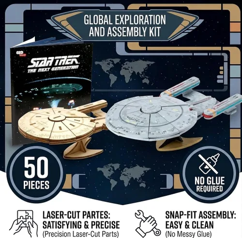Miniatura 4 de Star Trek - Kit de modelo de rompecabezas de madera 3D de The Next Generation Enterprise (50 piezas) con licencia oficial NCC-1701-D Starship