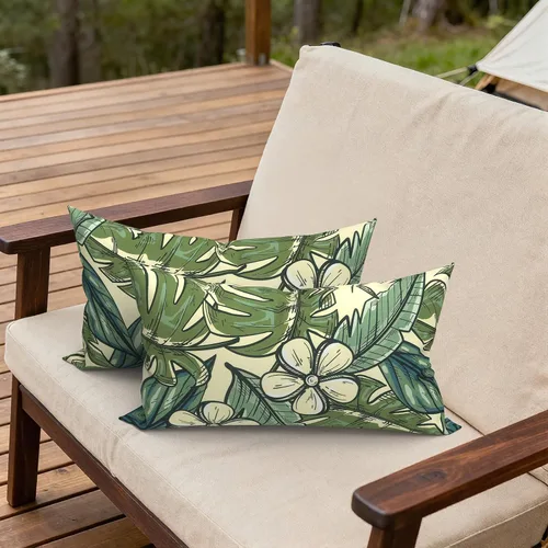 Miniatura 111 de Juego de 2 almohadas para exteriores de 16 x 16 pulgadas, repelentes al agua con interiores, para muebles de patio, hogar, jardín, geometría bohemia