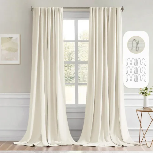 Miniatura 38 de MIULEE Cortinas opacas con pestaña trasera de 63 pulgadas de largo, juego de 2 paneles para sala de estar, dormitorio, privacidad, bolsillo