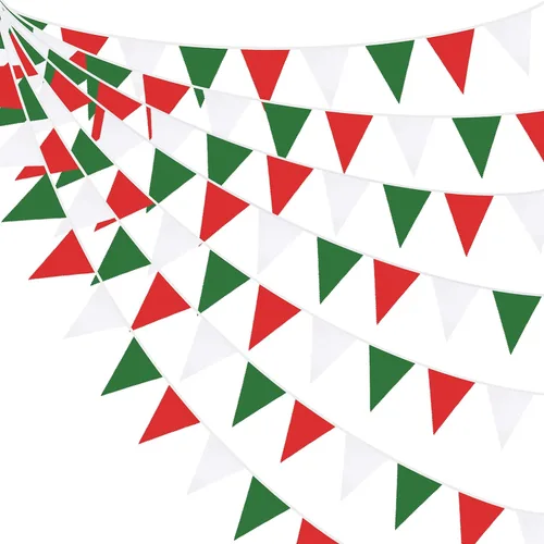 Miniatura 9 de Pancarta de copos de nieve azules y blancos de 32 pies, bandera triangular, banderines de tela para invierno, país de las maravillas, Navidad, Azul