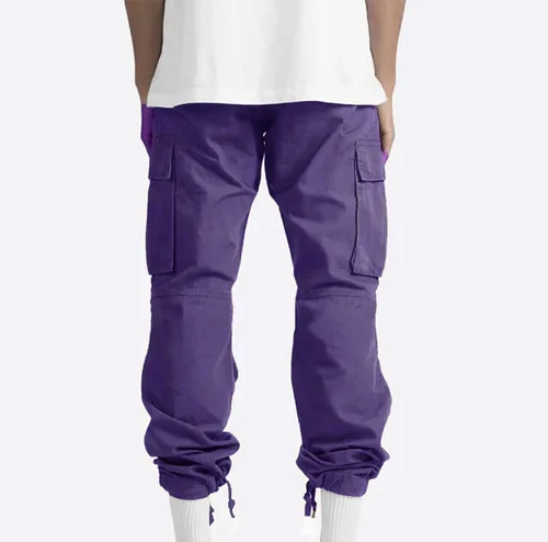 Miniatura 5 de Pantalones cargo para hombre 2024, ajuste relajado, ropa casual de trabajo, urbano, color caqui, pantalones deportivos holgados con bolsillos
