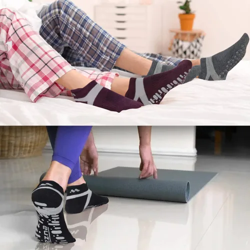 Miniatura 11 de Muezna Calcetines de yoga antideslizantes para mujer, antideslizantes, para pilates, barras, calcetines de hospital con agarres, talla 5-10