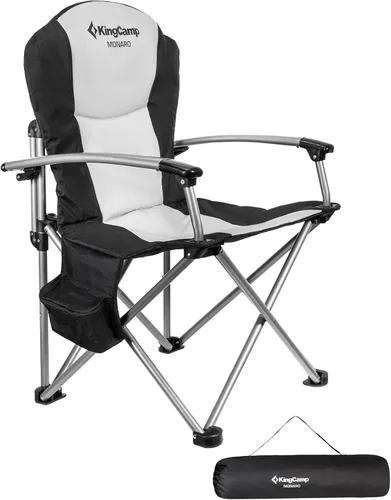 Miniatura 16 de KingCamp Silla plegable de campamento de gran tamaño, resistente 450 libras con soporte lumbar, asiento acolchado con soporte para tazas y bolsa