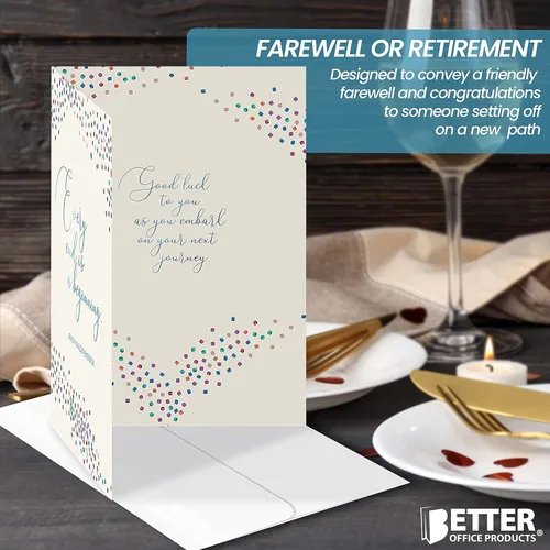 Miniatura 6 de Better Office Products Tarjeta de despedida con sobre, elegante diseño de lámina metálica, tarjeta Will Miss You, tarjeta de jubilación de compañero