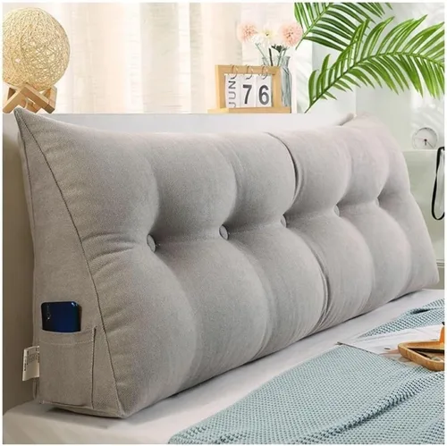 Miniatura 9 de Almohada de cuña de terciopelo para cabecero de cama tamaño King, Queen, doble/individual, cojín de cabecera triangular, respaldo grande, posición