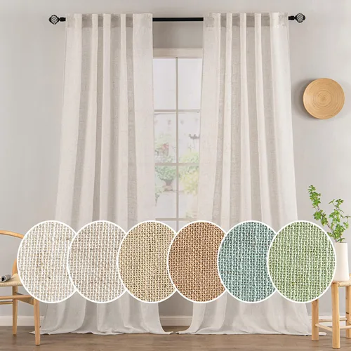 Miniatura 38 de MIULEE Cortinas de lino blanco de 108 pulgadas de largo para dormitorio, sala de estar, cortinas de ventana con textura de lino suave y grueso, Lino
