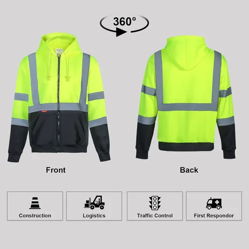 Miniatura 6 de ProtectX Hi Vis - Sudadera con capucha para hombres y mujeres, de alta visibilidad, reflectante, con bolsillos, para construcción, trabajo, clase 3