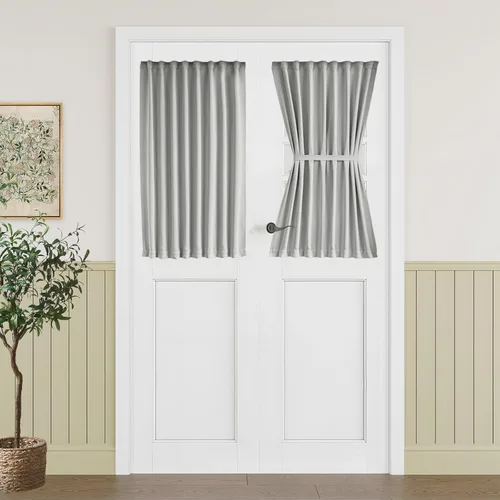 Miniatura 49 de Vatge - Cortinas autoadhesivas para puerta francesa, tratamiento de ventana con filtro de luz sin varillas ni perforaciones para puertas de cristal