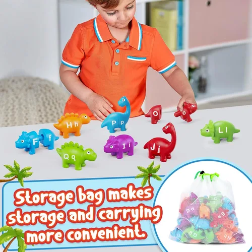 Miniatura 6 de Kasfalci Juguetes de aprendizaje del alfabeto, juguetes de dinosaurio para niños, aprendizaje ABC para niños pequeños, juego de letras a juego