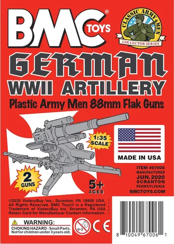 Miniatura 6 de BMC Classic WW2 Alemán 3.465 in Artillería - 2 piezas de plástico gris ejército hombres accesorios