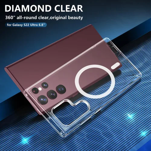 Miniatura 4 de TIANNIUKE Funda magnética para Samsung Galaxy S22 Ultra, transparente y resistente al amarillo, compatible con MagSafe, ajuste delgado, a prueba