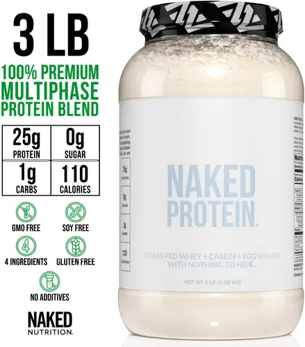 Miniatura 3 de NAKED Mezcla de Proteína en Polvo - Suero, Caseína y Proteína de Huevo, Solo 4 Ingredientes, Sin OGM, Sin Soja, Sin Gluten, Sin Edulcorantes