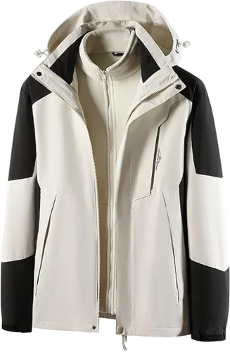 Miniatura 6 de Chaqueta impermeable 3 en 1 con capucha para hombre, chaqueta de esquí, chaqueta de nieve de invierno con forro polar cálido, resistente al viento