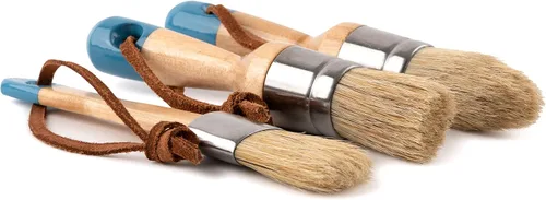 Miniatura 4 de DIYARTZ Pincel de tiza y cera (juego de 3) para proyectos de encerado y pintura, cerdas de jabalí 100% naturales, asas ergonómicas, desprendimiento