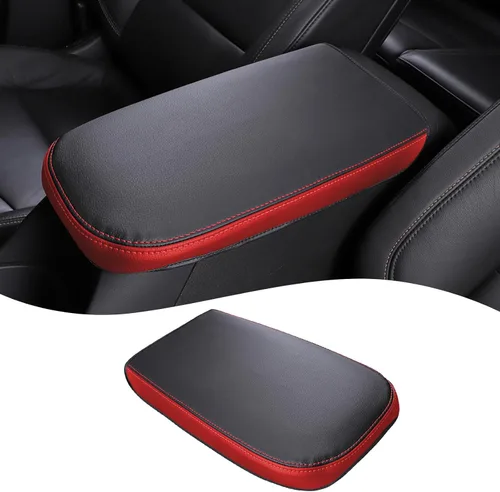 Miniatura 10 de QianBao Compatible con Chevrolet Equinox 2018-2023 /GMC Terrain 2017-2023, caja de reposabrazos de cuero, funda de consola central, línea roja