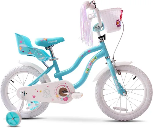 Miniatura 2 de Bicicleta infantil con marco de acero, estilo pequeña princesa, 12-14-16-18-20 pulgadas, con rueda de entrenamiento