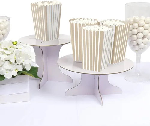 Miniatura 3 de Big Dot of Happiness Tan Stripes - Cajas de palomitas de maíz simples para recuerdos de fiesta, juego de 12 Beige Bronceado