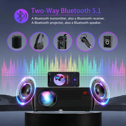 Miniatura 9 de Proyector con WiFi 5G y Bluetooth, proyector nativo 1080P [pantalla de proyector incluida], proyector de película Full HD 18000LM, pantalla de cine