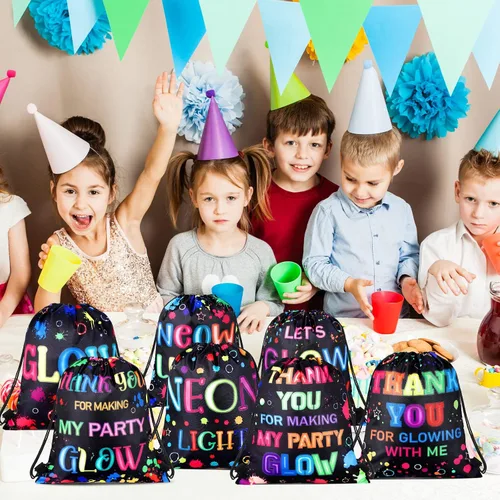 Miniatura 13 de Sweetude 24 bolsas de regalo de fiesta Let's Glow con cordón, decoración para niñas, niños, cumpleaños, bodas, fiestas