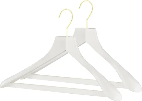 MAWA by Reston Lloyd, Percha de madera europea, percha de madera de haya con hombros anchos de apoyo, gancho giratorio, acabado blanco, para