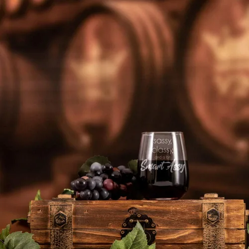 Miniatura 2 de IT'S A SKIN Divertida copa de vino sin tallo de 17 onzas con frases divertidas para mujeres. Para la mujer atrevida con clase e inteligente y mejor