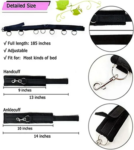 Miniatura 4 de Puños para piernas y tobillos, correas sexuales para cama, collares con cadena y esposas, kit de sujeción sexual debajo del colchón para adultos