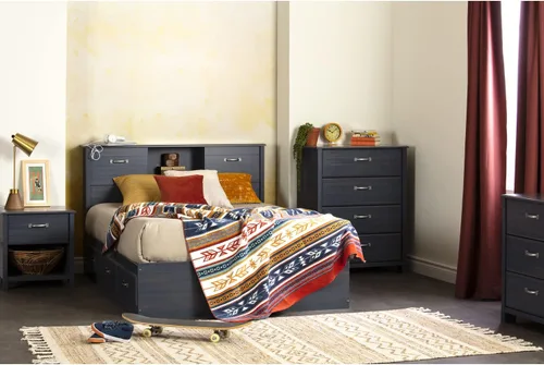 Miniatura 4 de South Shore Ulysses Mates - Cama con 3 cajones, tamaño matrimonial de 54 pulgadas, arándano