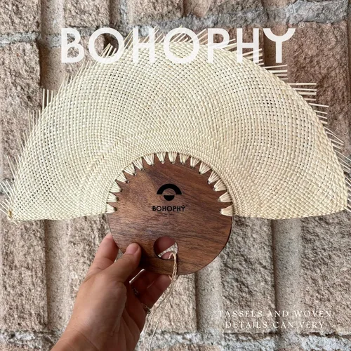 Miniatura 2 de Abanico De Mano - Abanico De Mano - Abanico De Mano - Abanico De Mano - Palma de paja bohemia, recuerdo de boda, decoración de pared, accesorios