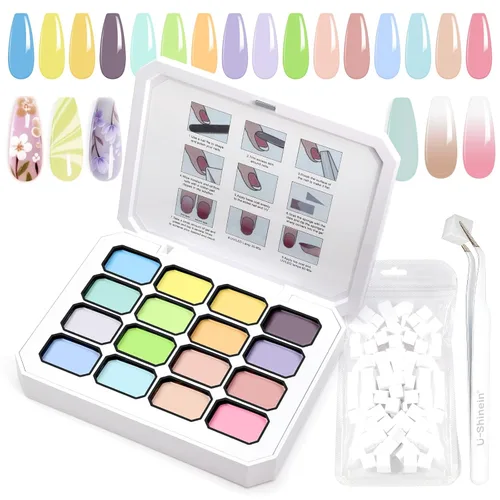 Miniatura 8 de Gel de Pintura con Degradado, 12 Colores Brillantes de Esmalte de Uñas en Gel Ombré para Uñas con Pigmento Pat Aura, Manicura Francesa DIY, Arte