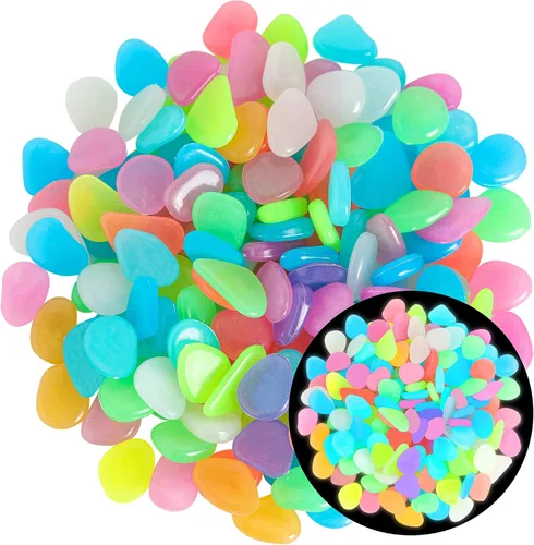 Miniatura 19 de OSOPOLA 150 PCS Piedras Luminosas - Rocas Luminosas Azules Decoraciones DIY Guijarros Decorativos para Acuario Pecera Acera Jardín Camino Patio