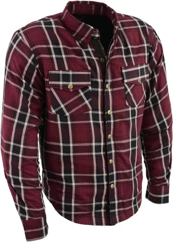 Milwaukee Leather MPM1640 Camisa de franela a cuadros para hombre con armadura aprobada por la CE - Reforzada con fibra de aramida