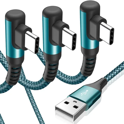 Miniatura 11 de sweguard Cable de carga USB tipo C en ángulo recto [2 unidades, 20 pies] 3.1A cable trenzado de nailon para iPhone 17, 16, 15 Pro Max Plus, iPhone