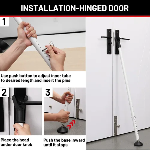 Miniatura 6 de Barra de Seguridad para Puerta - Barra de Seguridad Ajustable para Topes de Puerta de Gran Resistencia - Barras de Seguridad Ajustables para Puertas