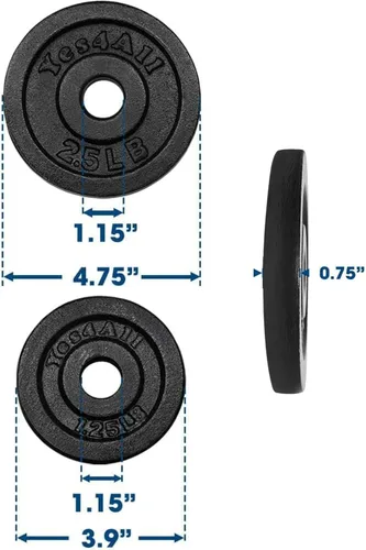 Miniatura 2 de Yes4All Placa de peso de hierro fundido de 1.15 pulgadas, ideal para mango de mancuernas, entrenamiento de fuerza y levantamiento de pesas (juego)