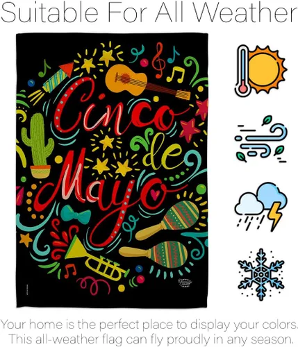 Miniatura 6 de Bandera de jardín de El Fiesta Cinco de Mayo – Fiesta de Verano Cactus Pinata Sombrero Mexicano al aire libre – Cartel de decoración de la casa