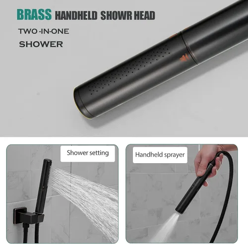 Miniatura 3 de Hoimpro - Juego de grifo para ducha con cabezal de lluvia de 12 pulgadas, sistema de ducha 2 en 1 con cabezal manual, montado en la pared
