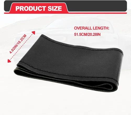 Miniatura 2 de Funda de volante de cuero PU Direct, 15 pulgadas, antideslizante, transpirable, sensación suave y cómoda, envoltura de costura de cuero PU genuino