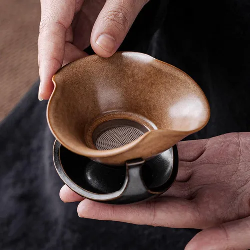 Miniatura 4 de UPKOCH Filtro de té de cerámica Filtro de té de porcelana Infusor de té de hojas sueltas para ceremonia de Gongfu Kungfu con compacto tamaño de 2.34