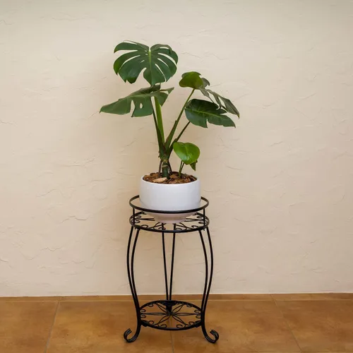 Miniatura 5 de FaithLand Soporte para Plantas, Soporte de Maceta de Metal Resistente para Interiores y Exteriores, Estante de Soporte Redondo de 2 Niveles, Estante
