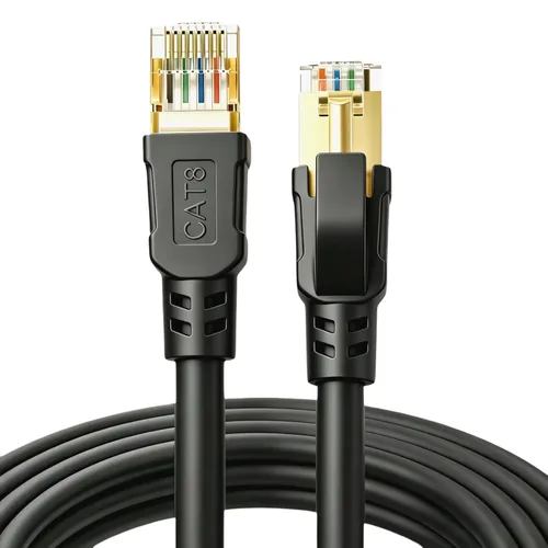 Miniatura 10 de DDMALL - Cable Ethernet CAT 8 de 3 m, de alta velocidad 40 Gbps, 2000 MHz, FFTP CAT8, cable de conexión de red para interiores y exteriores, LAN