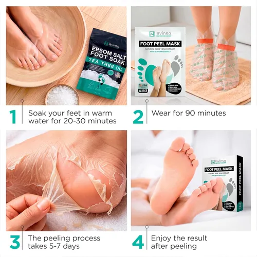 Miniatura 2 de Máscara exfoliante para pies Lavinso para pies secos y agrietados – Paquete de 2 mascarillas exfoliantes que eliminan la piel muerta y callos