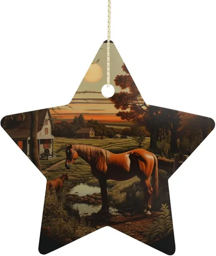 Miniatura 14 de Adorno de vacas en gafas de sol de porcelana de doble cara de 3 pulgadas, casa de campo, árbol de Navidad, accesorios para colgar, adorno de regalo