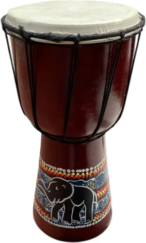 Miniatura 2 de JIVE Tambor Djembe – Tambor de mano africano Bongo Congo de 12 pulgadas – Instrumento de percusión de madera maciza con cabeza de piel de cabra