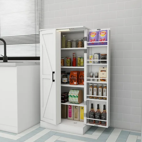 Miniatura 6 de Locsear Armario de almacenamiento alto para baño, armarios de baño blancos independientes, armario de almacenamiento estrecho con estantes